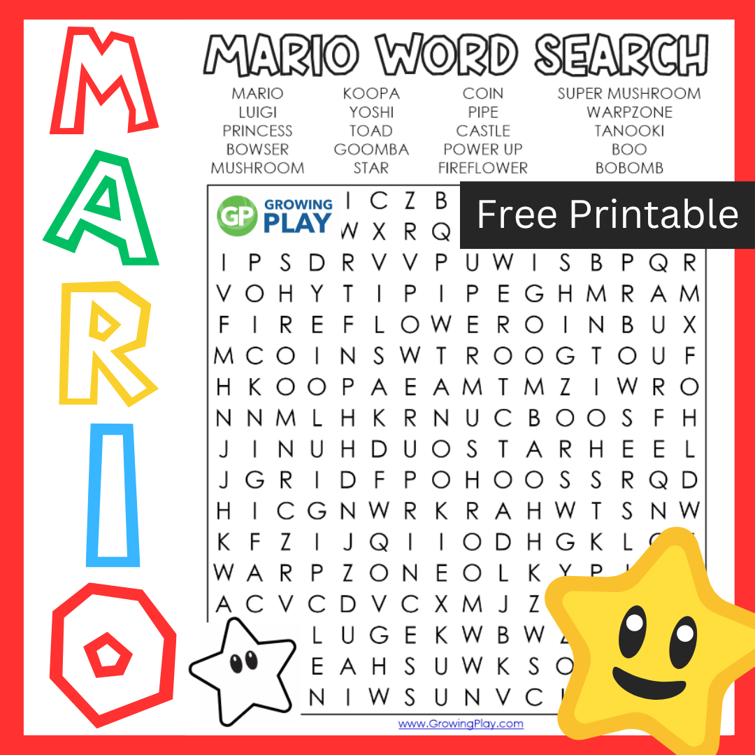 Mario Word Search Printable Free PDF Growing Play Mario Word Search Printable Free PDF Growing Play