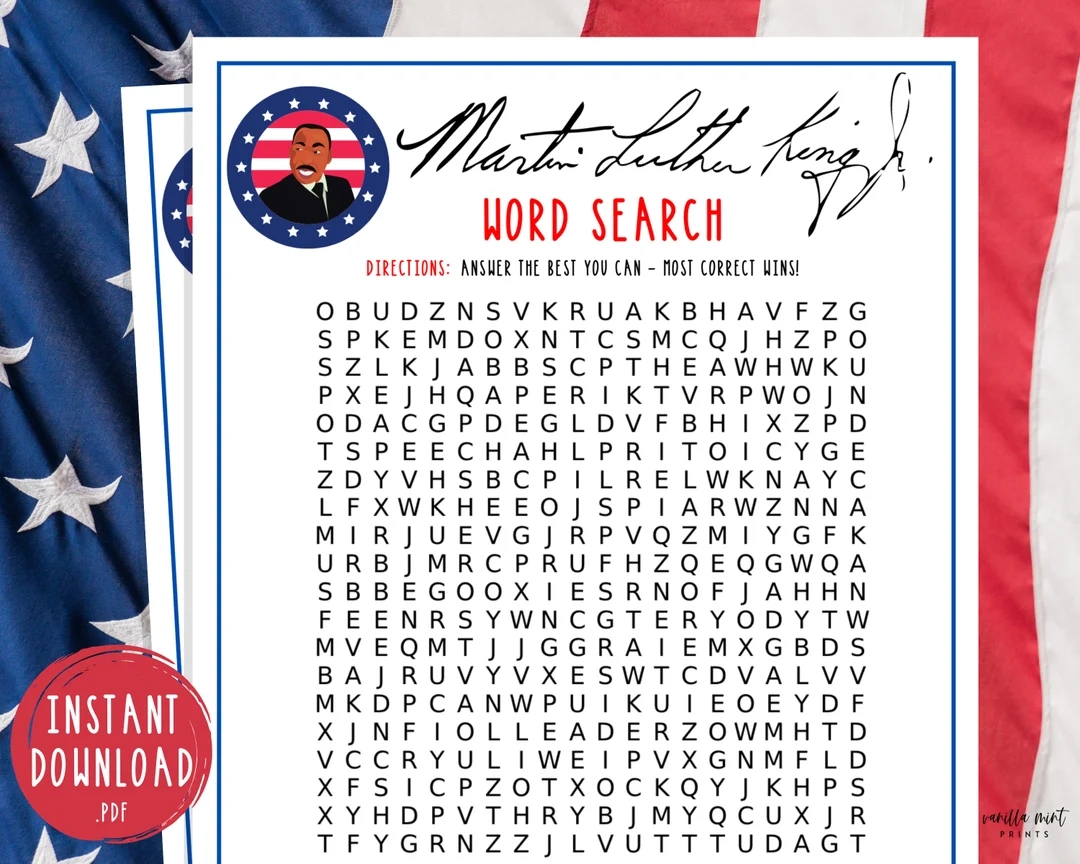 Martin Luther King Jr Word Search Game MLK Jr Day Printable Games America USA Patriotic American History Classroom Games Etsy Martin Luther King Jr Word Search Game MLK Jr Day Printable Games America USA Patriotic American History Classroom Games Etsy