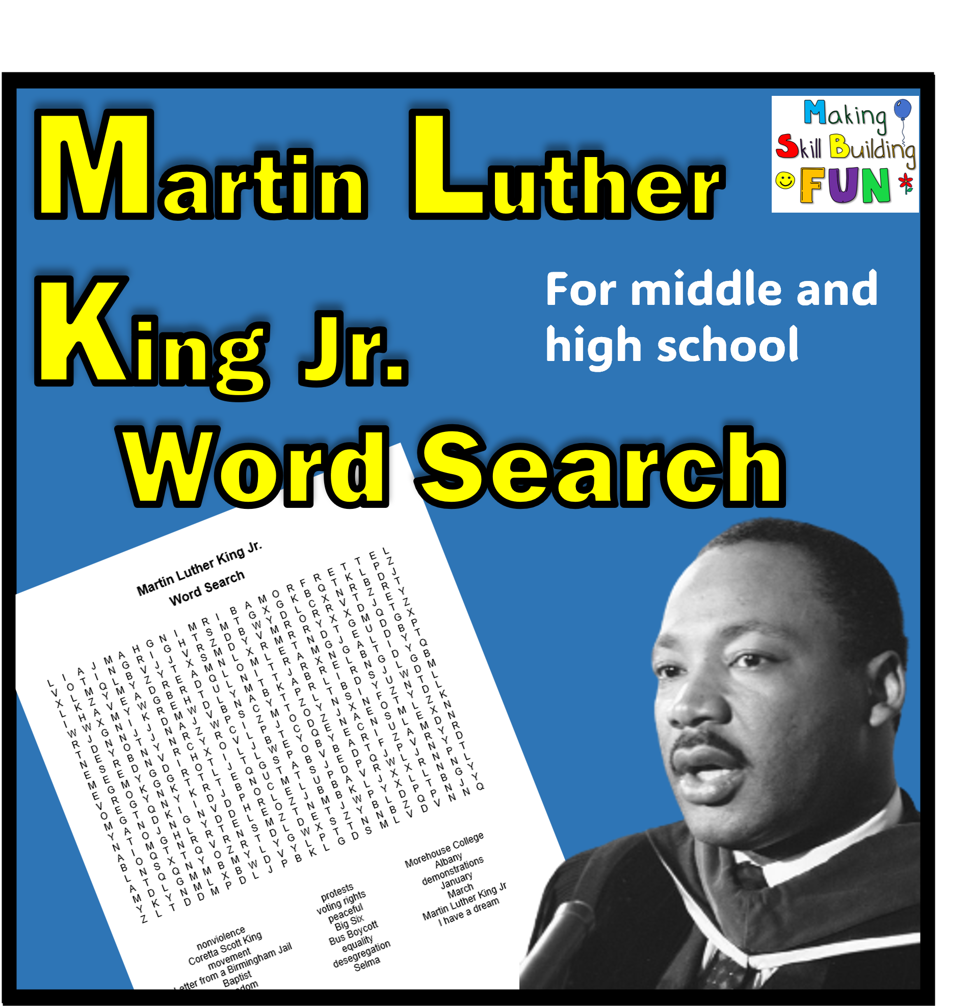 Middle School Word Search Printable