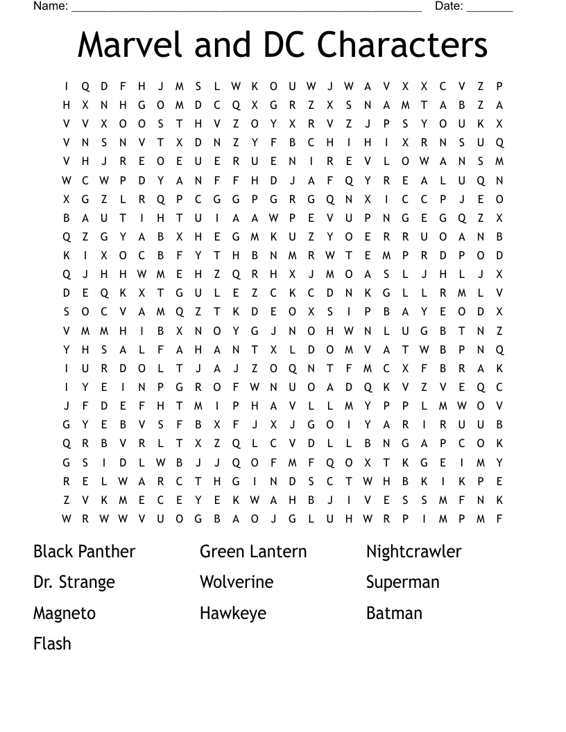 Free Printable Superhero Word Search