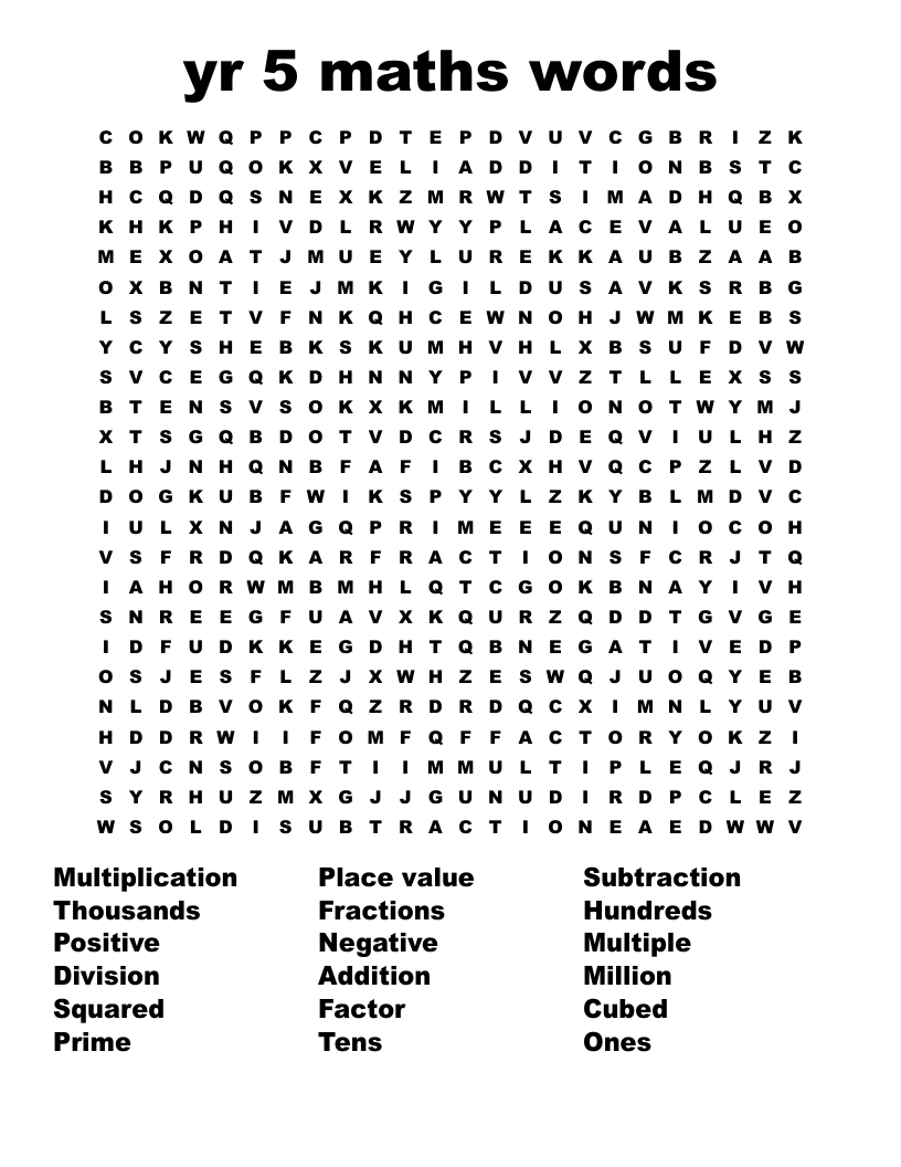 Math Class Word Search Puzzle Puzzles To Play Worksheets Library