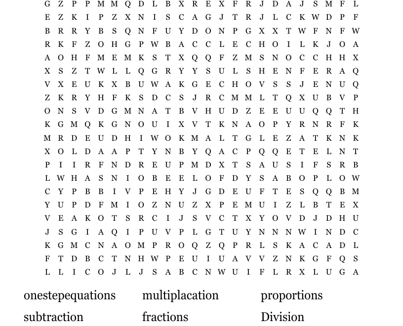 Math Maze Word Search WordMint