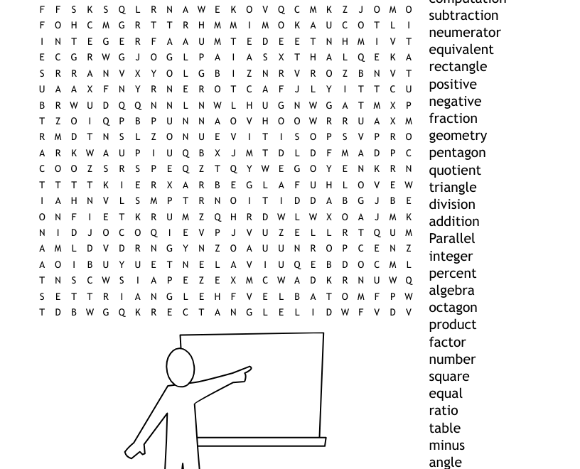 Math Terms Word Search WordMint Worksheets Library