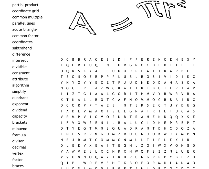 Math Vocabulary Word Search WordMint