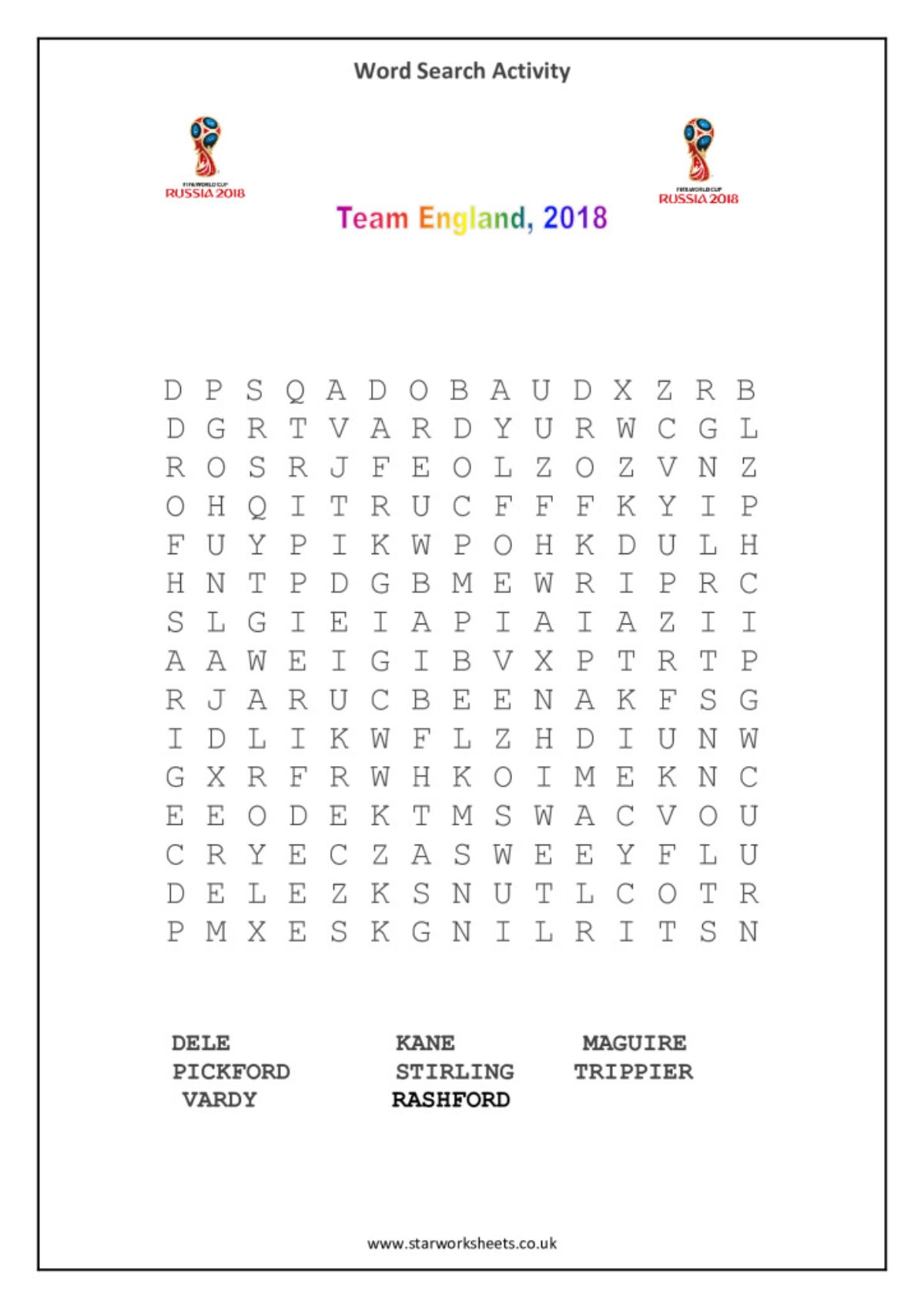 Maths Activities Star Worksheets