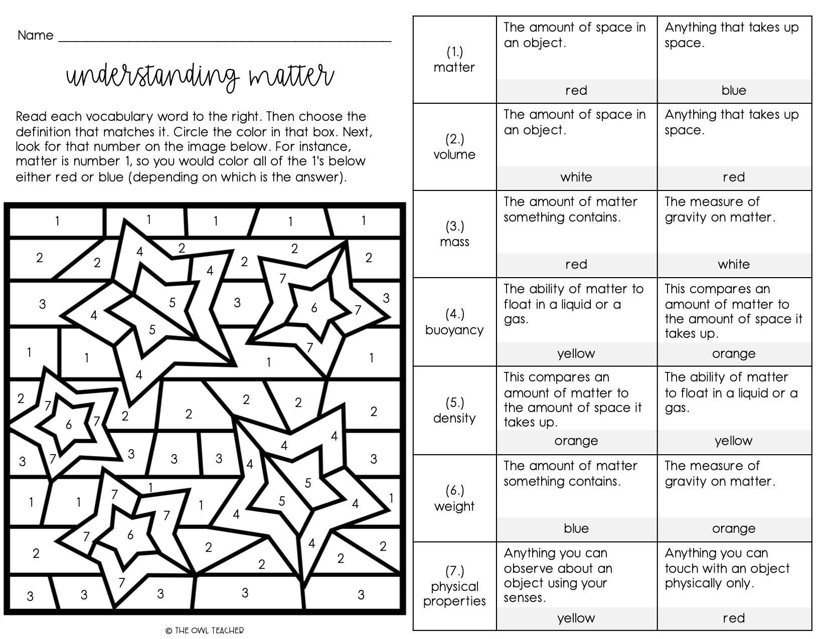 Matter Vocabulary Games And Worksheets Practice The Owl Teacher Matter Vocabulary Games And Worksheets Practice The Owl Teacher
