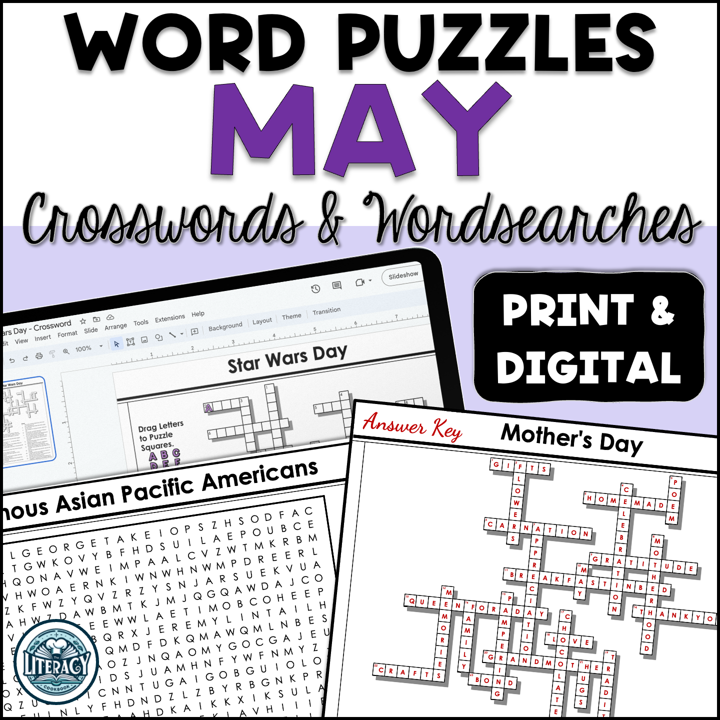 May Crossword Puzzles Word Search Puzzles Print Digital Resources MS HS Classful