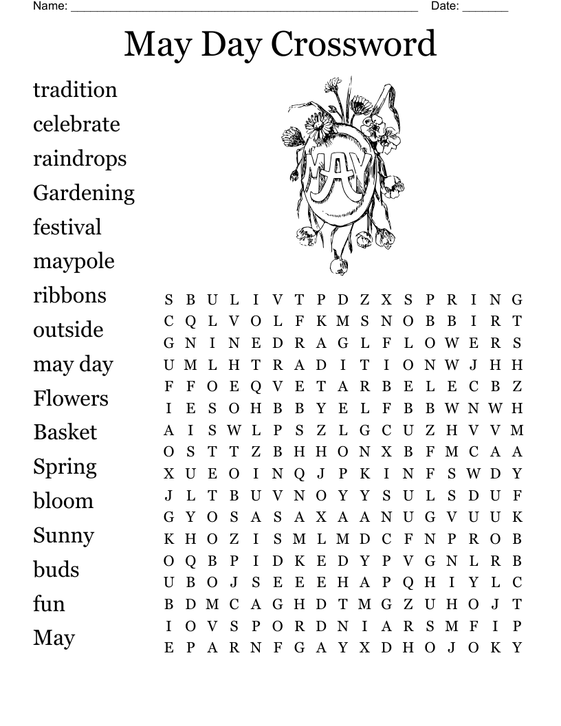 May Day Crossword Word Search WordMint