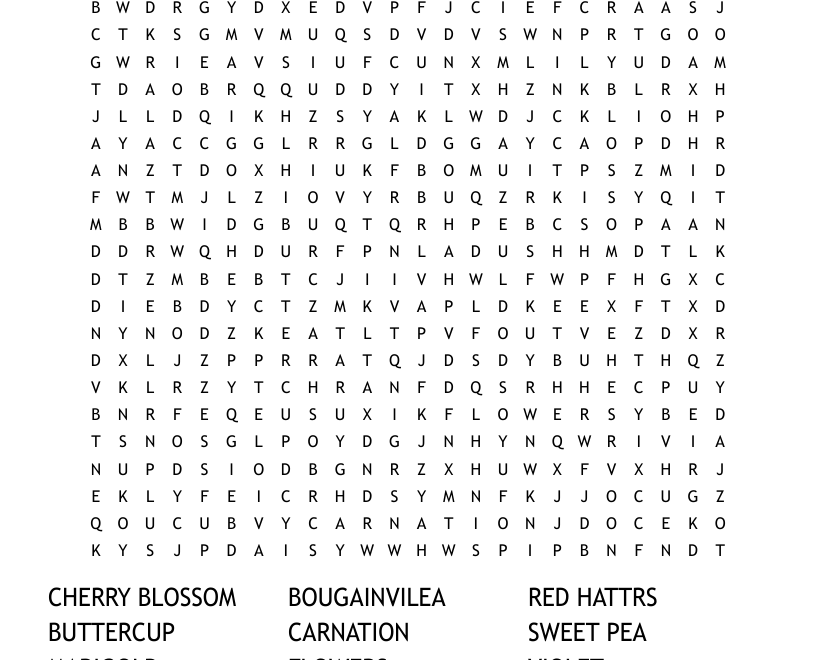 May Flowers Word Search WordMint