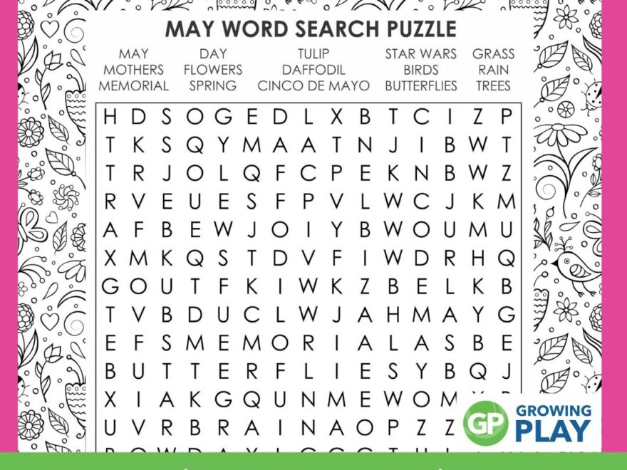 May Word Search Printable Free Growing Play