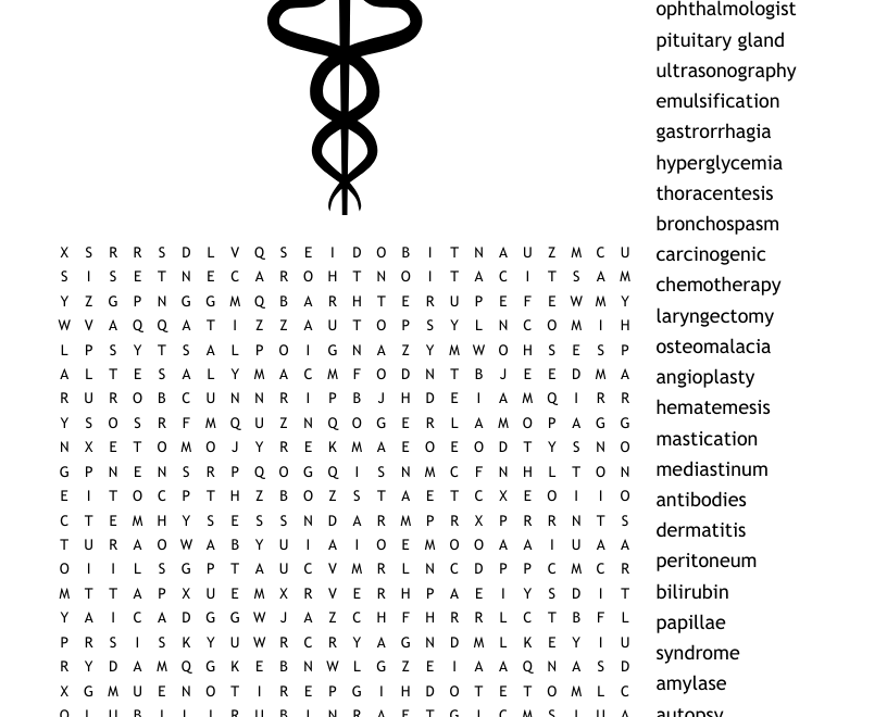 MEDICAL TERMINOLOGY Word Search WordMint