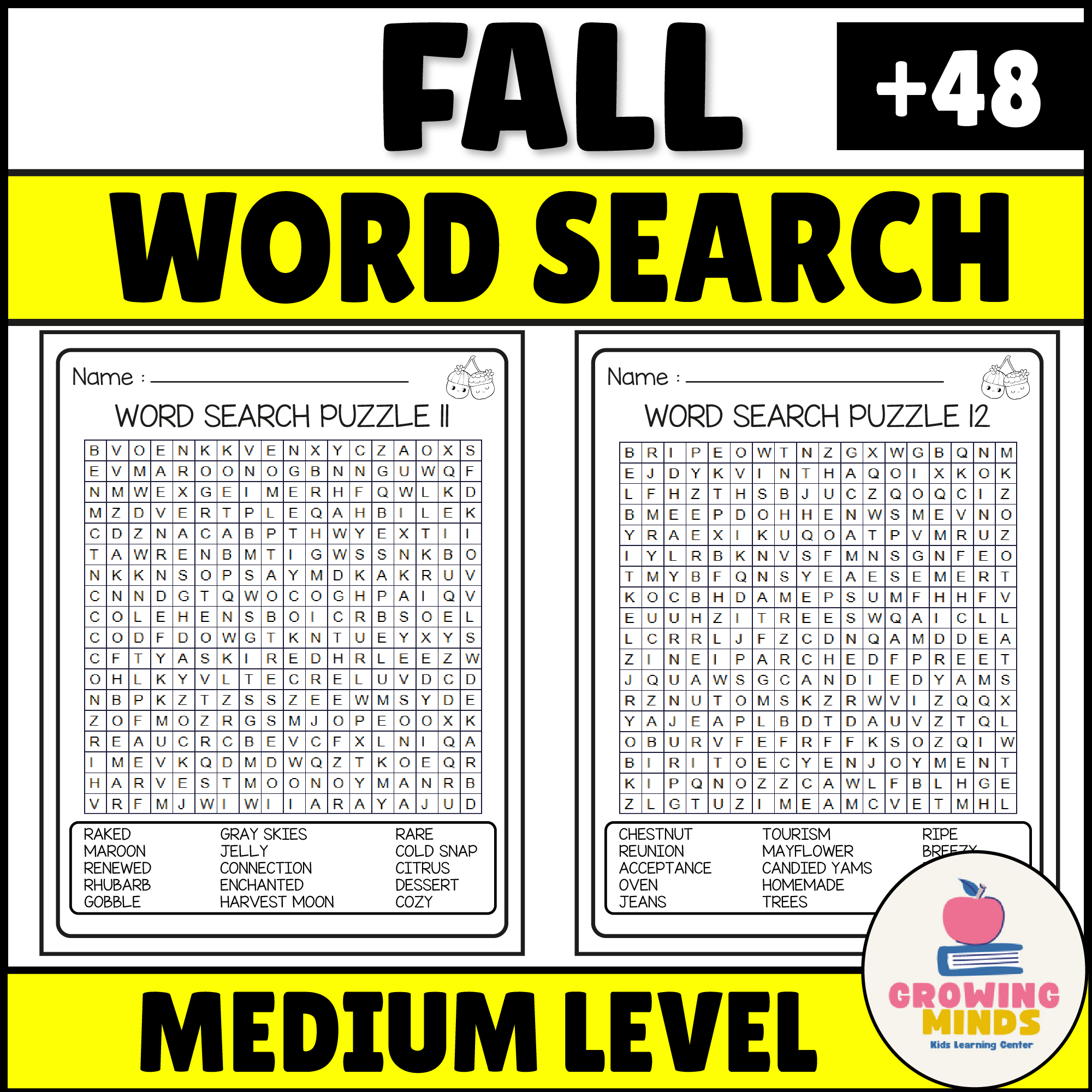 Medium Autumn Word Search Puzzle Worksheet Activity Fall Activity Made By Teachers