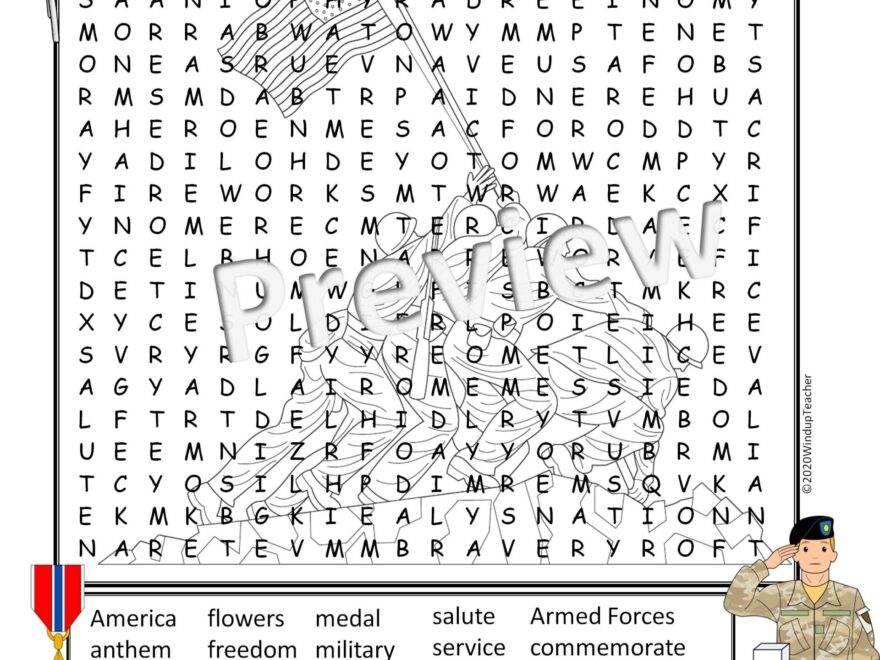 Memorial Day Word Search Activity Printable Hard For Grades 5 To Adult Classful