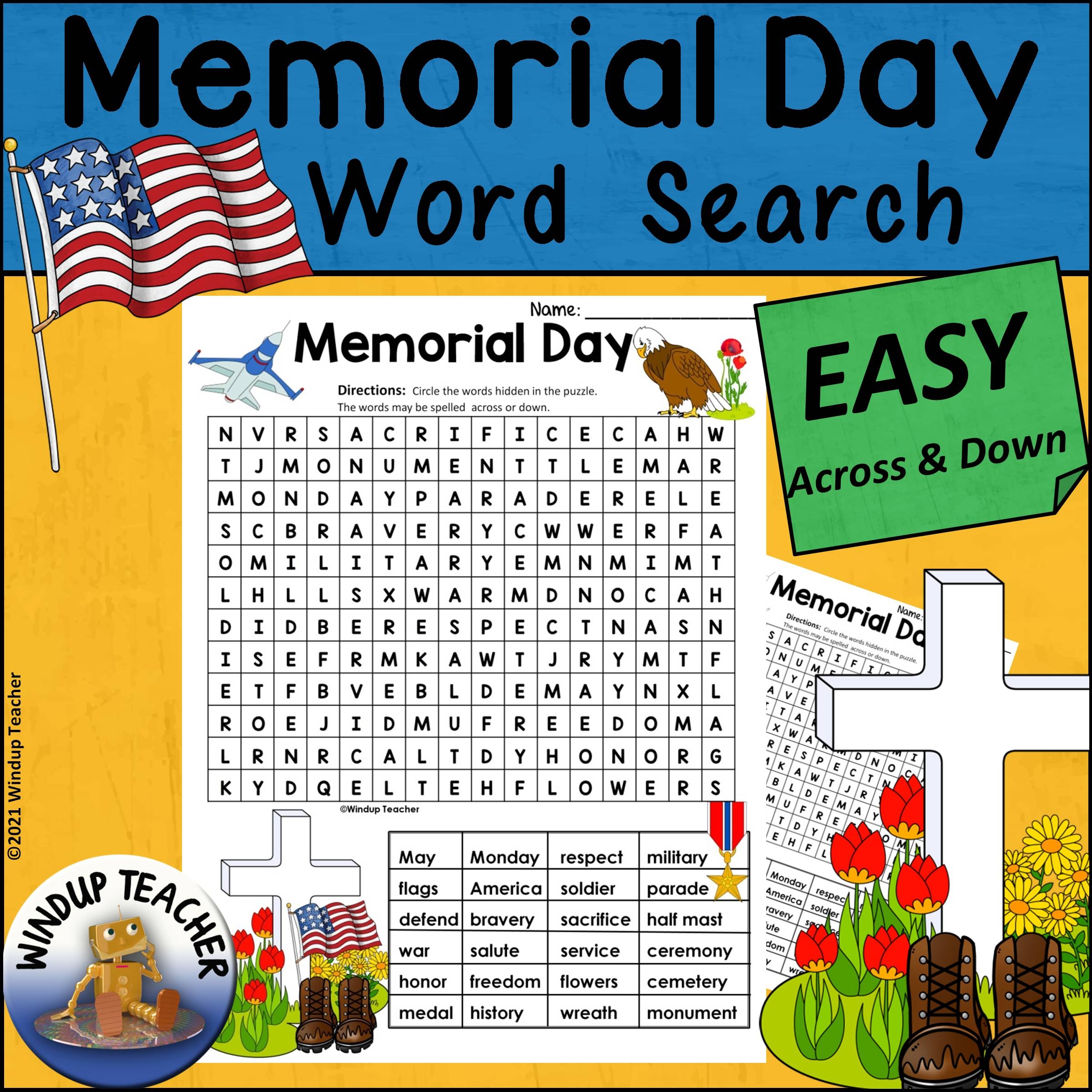 Printable Memorial Day Word Search