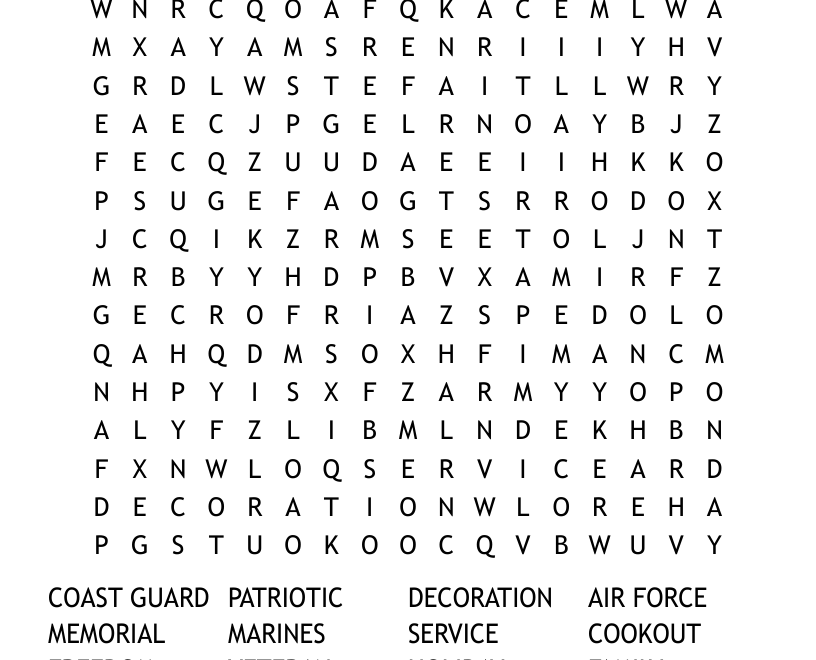 MEMORIAL DAY WORD SEARCH WordMint