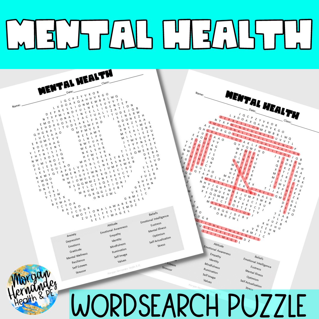 Mental Health Word Search Puzzle Made By Teachers
