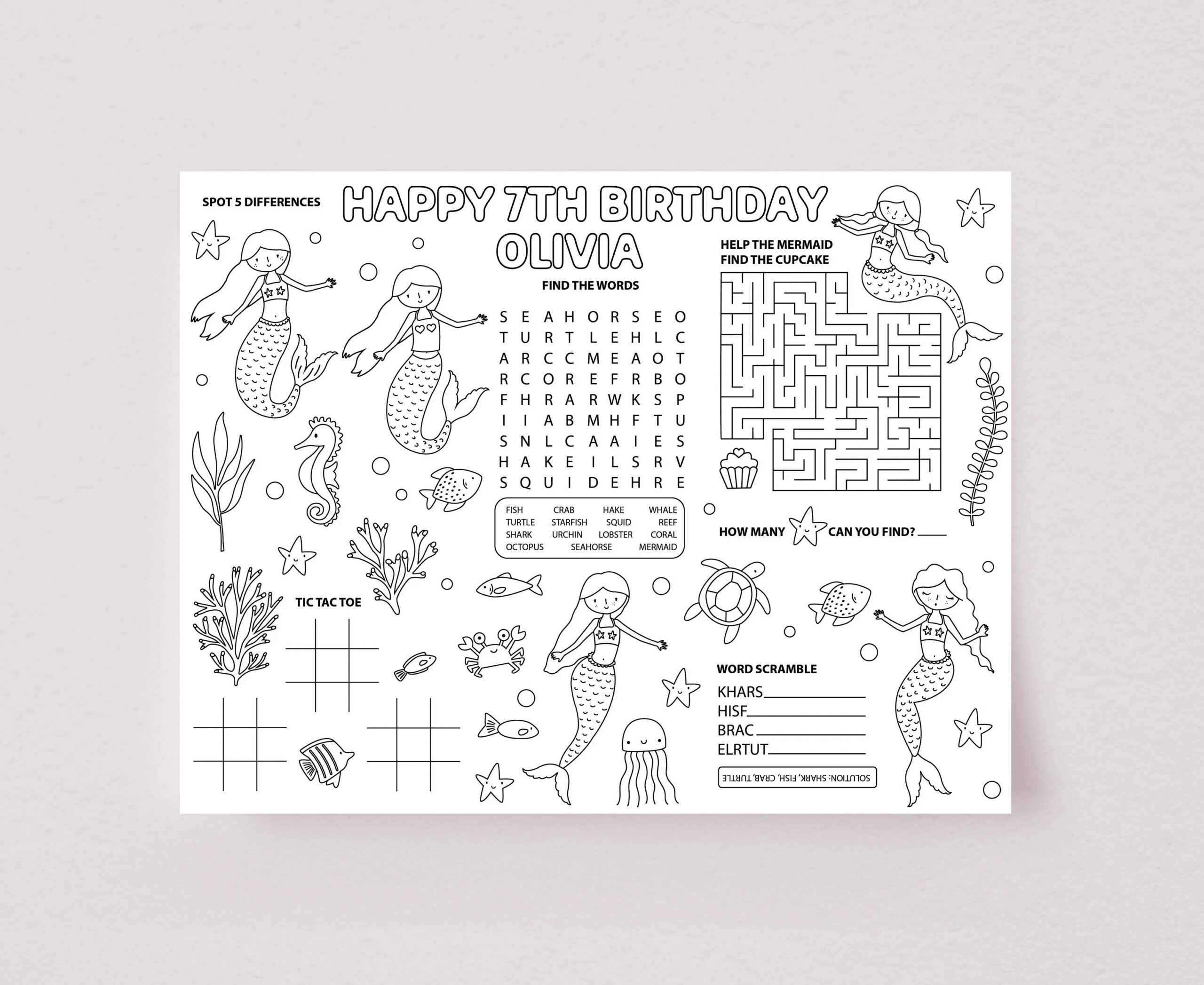 Free Printable Mermaid Barbie Word Search