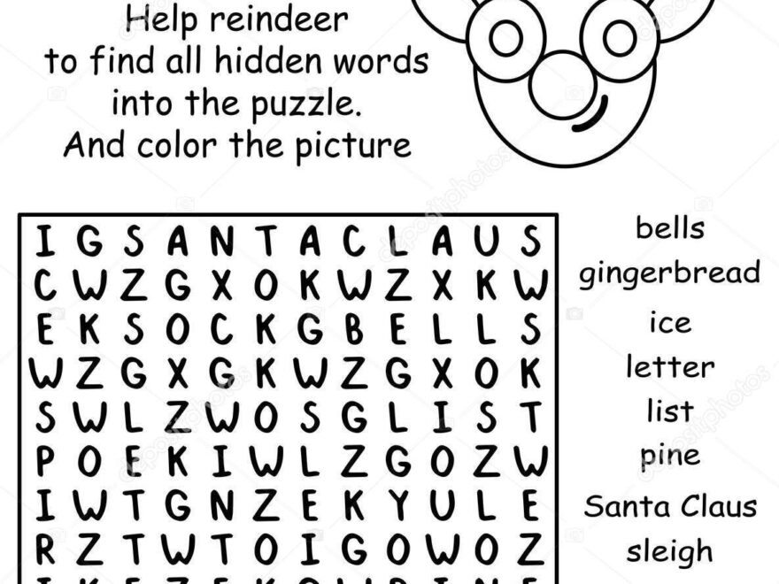 Merry Christmas Word Search Puzzle Black White Printable Worksheet Kids Stock Vector By Funfish yandex ru 482470258