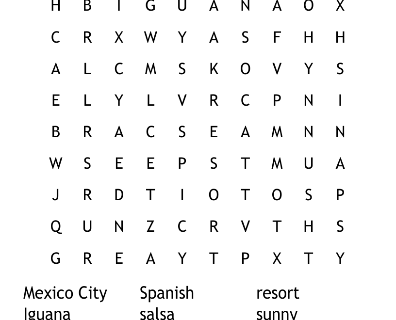 Mexico Puzzle Word Search WordMint