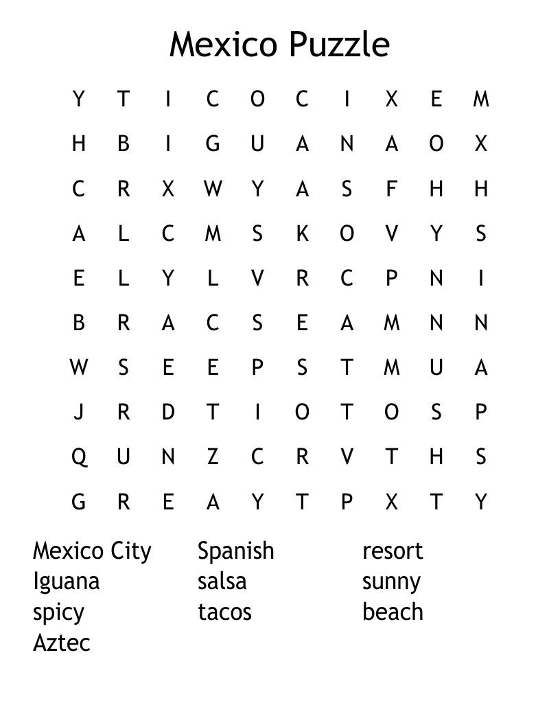 Mexico Puzzle Word Search WordMint