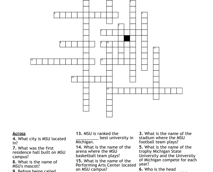Michigan State University Crossword WordMint