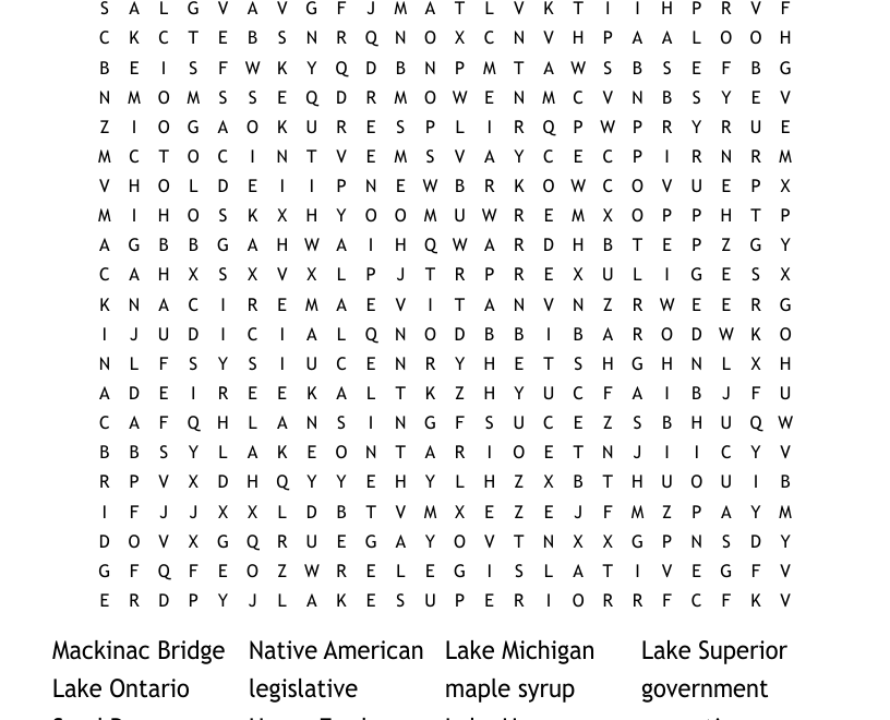 Michigan Word Search WordMint