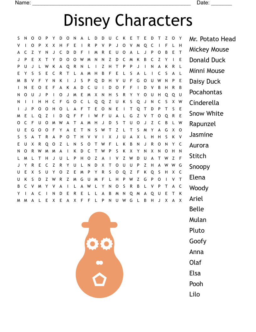Mickey Mouse Characters Word Scramble WordMint