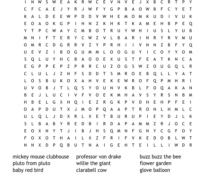 Mickey Mouse Clubhouse Word Search WordMint