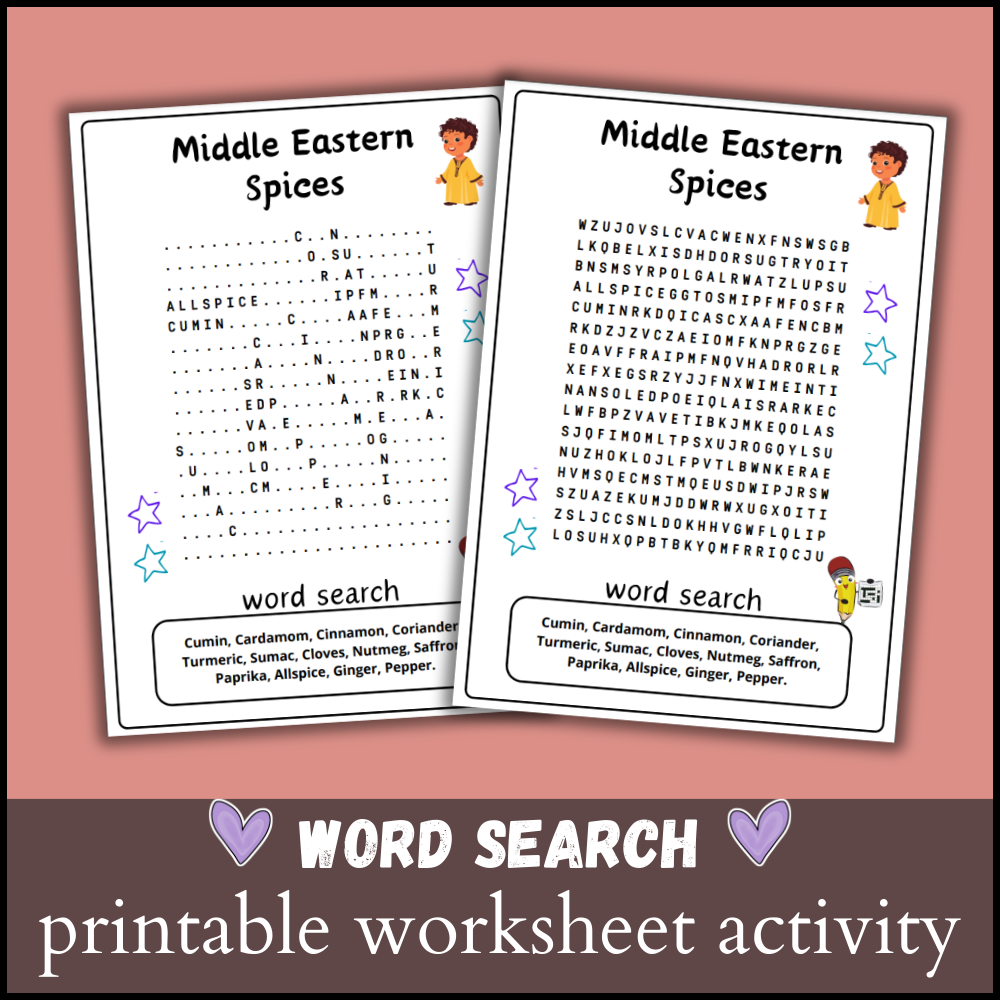 Middle Eastern Spices Word Search Puzzle Worksheet Activity Made By Teachers