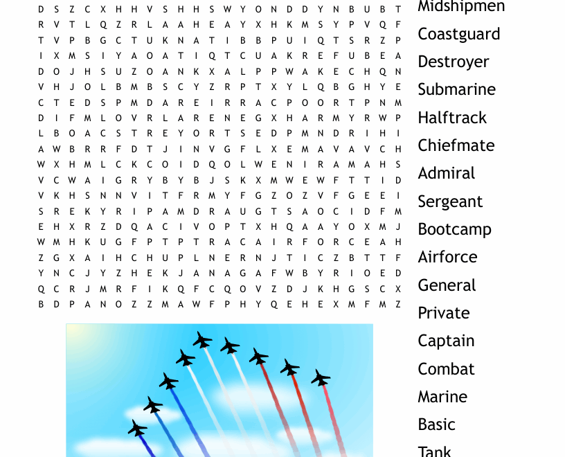 Military Word Search WordMint