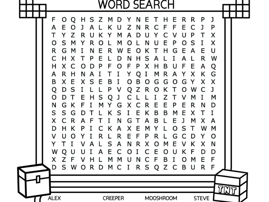 Minecraft Word Search Free Printable PDF Cute Coloring Pages For Kids