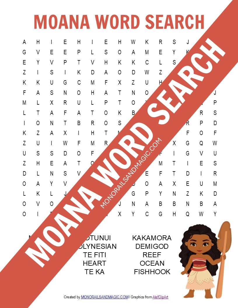 Moana Word Searches Printable