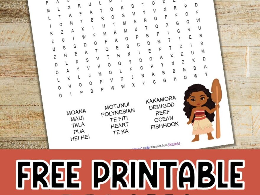 Moana Word Search Free Printable Monorails And Magic