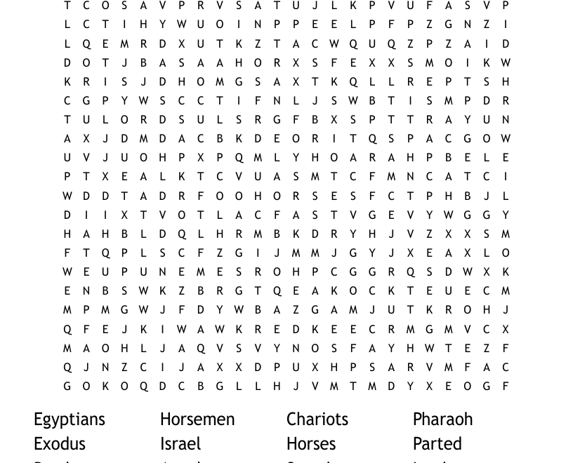 Moses And The Red Sea Word Search WordMint