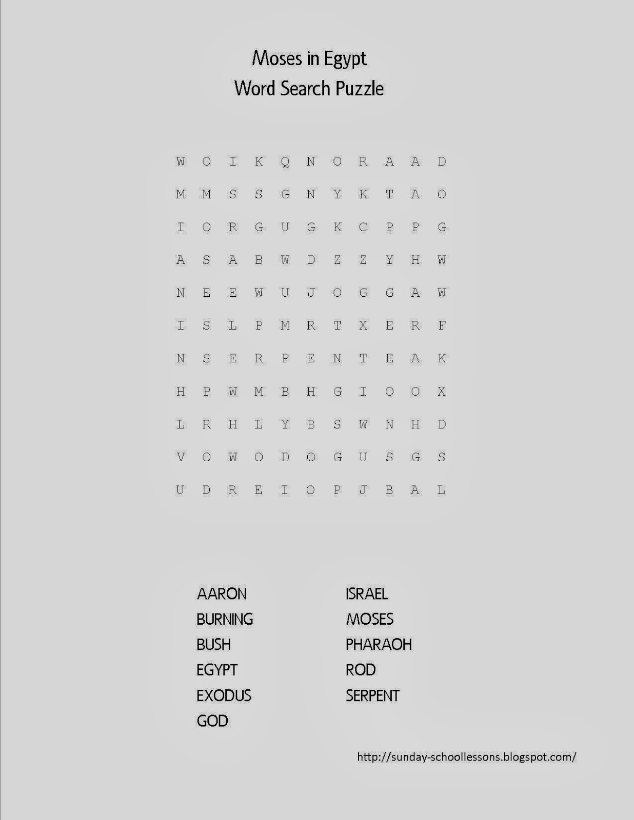 Moses Word Search Printable Images