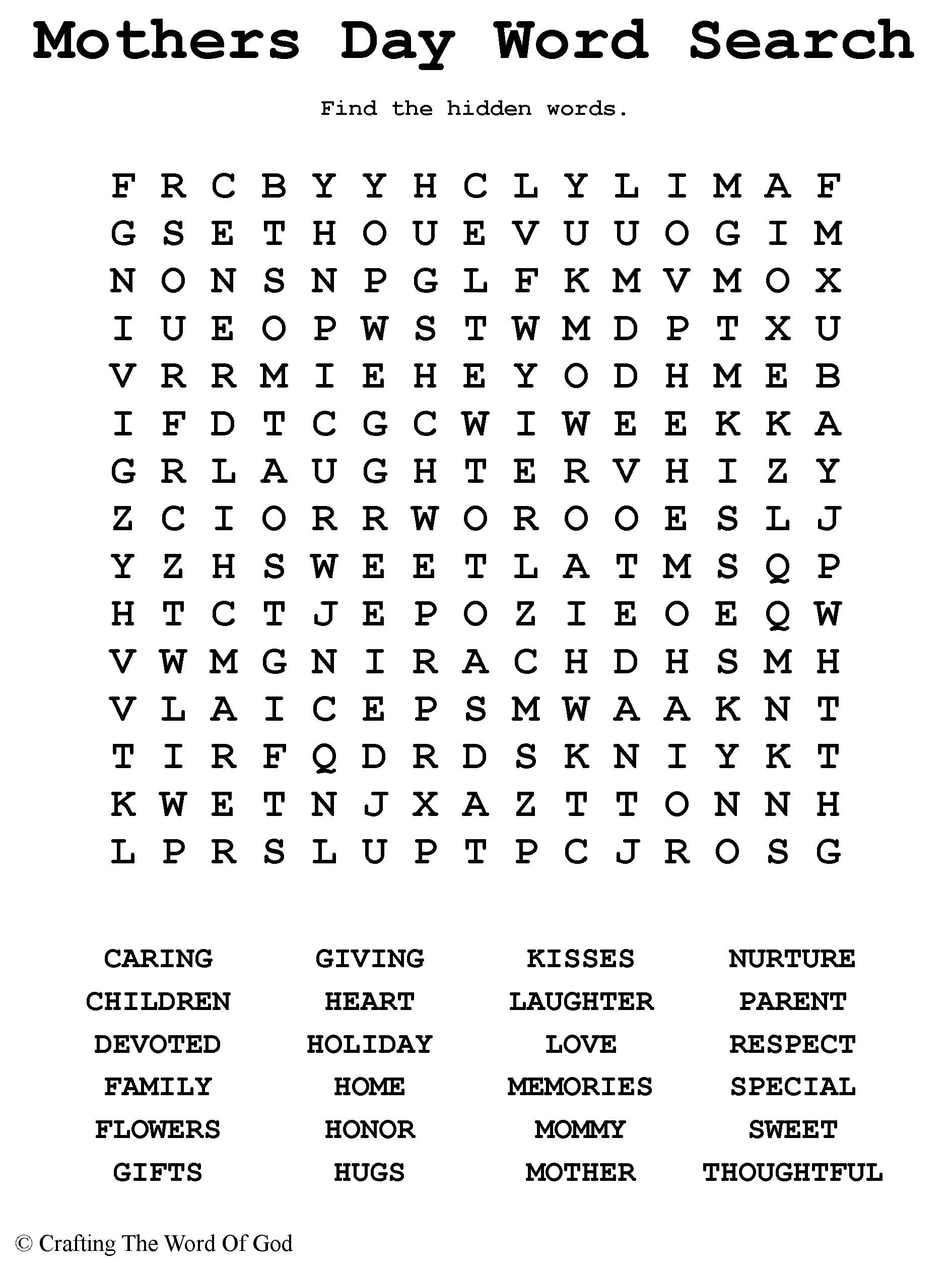 Free Kids Sunday School Word Search Printables