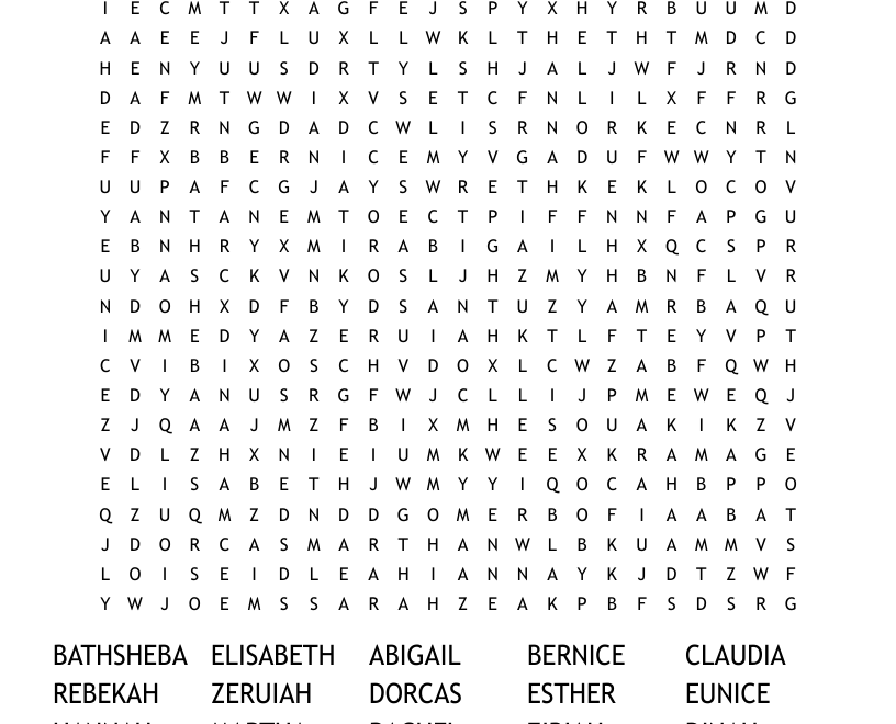 Mothers Of The Bible Word Search WordMint