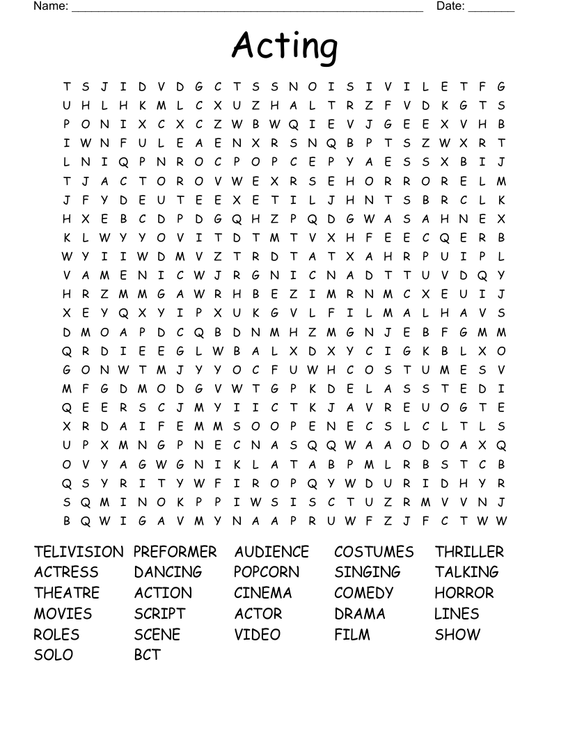 Movies Word Search WordMint