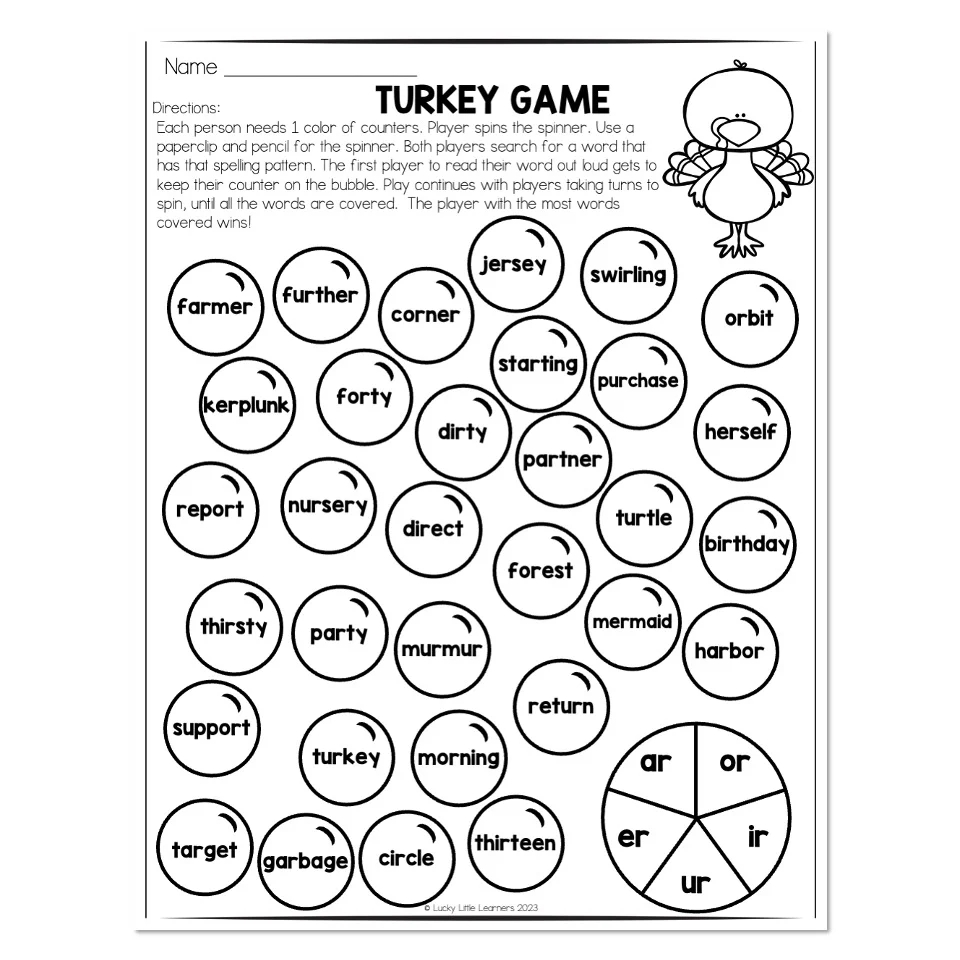 Multisyllable Words Book Turkey Rule R Controlled Syllables Game Lucky Little Learners