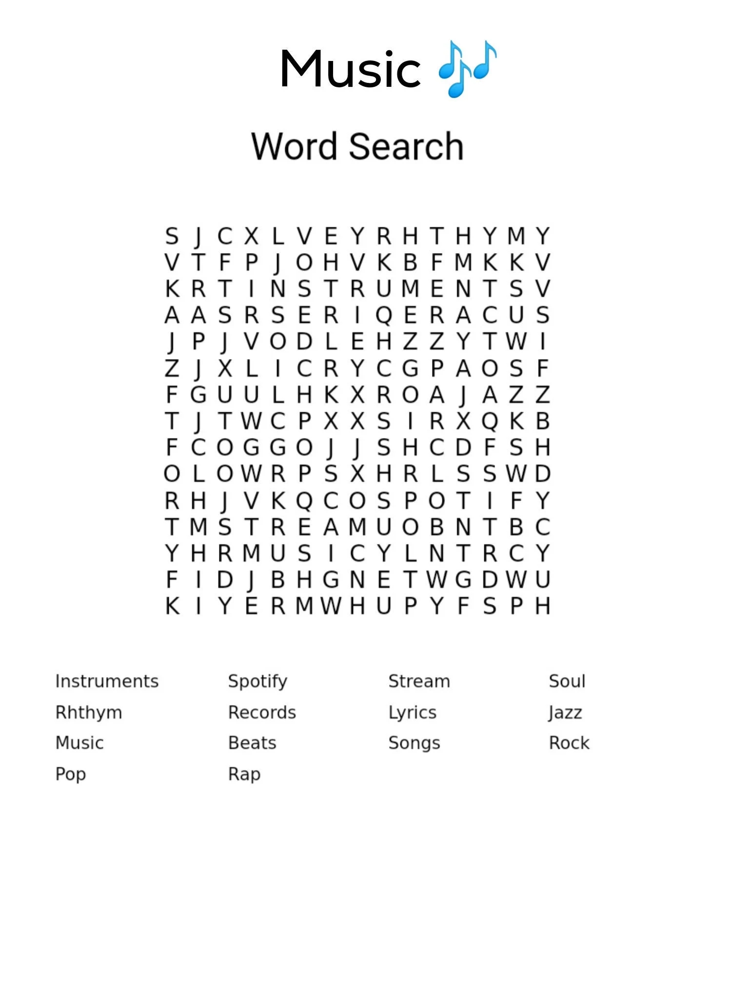 Music Wordsearch Music Lovers Music Lessons Fun Puzzles Travel Game Kids Activity Printable Digital Download Etsy