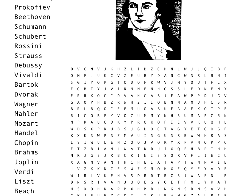 Musical Composers Word Search WordMint