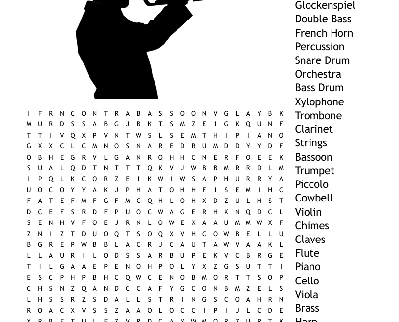 Musical Instruments Word Search WordMint