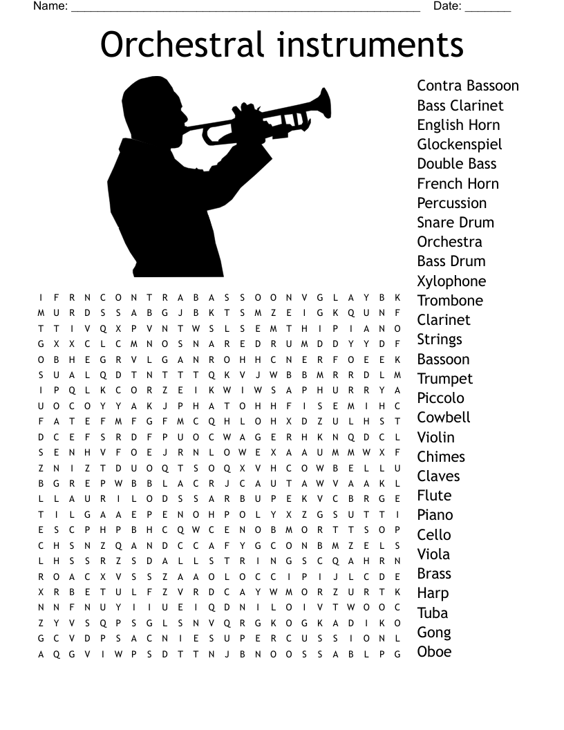Musical Instruments Word Search WordMint