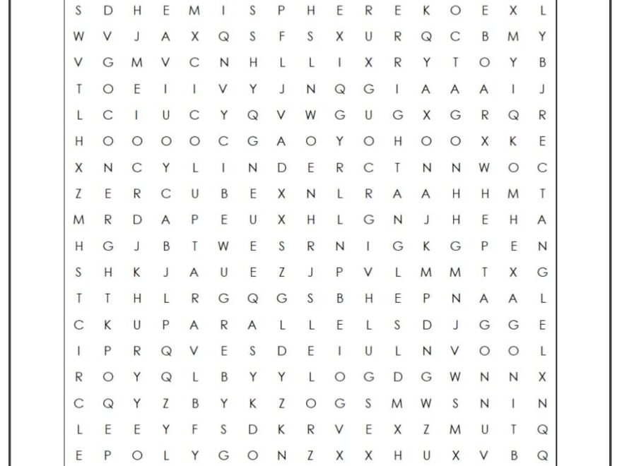 Names Of 2d And 3d Shapes Word Search Monster Word Search