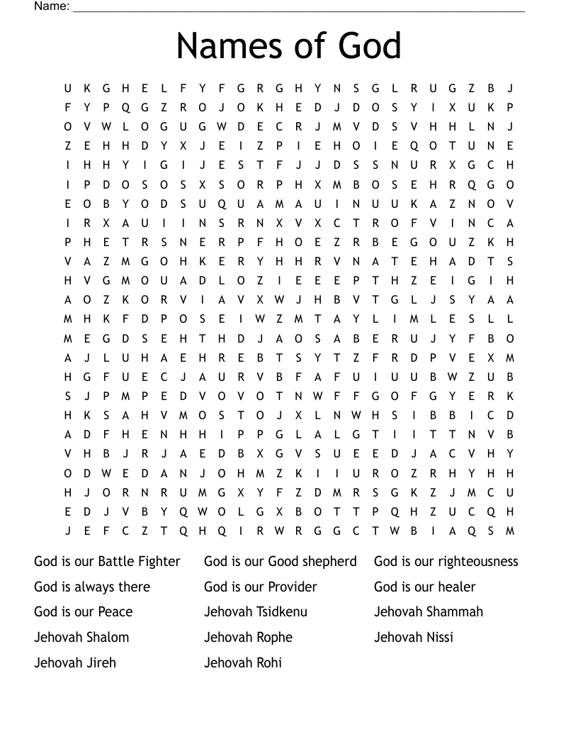 Names Of God Word Search WordMint