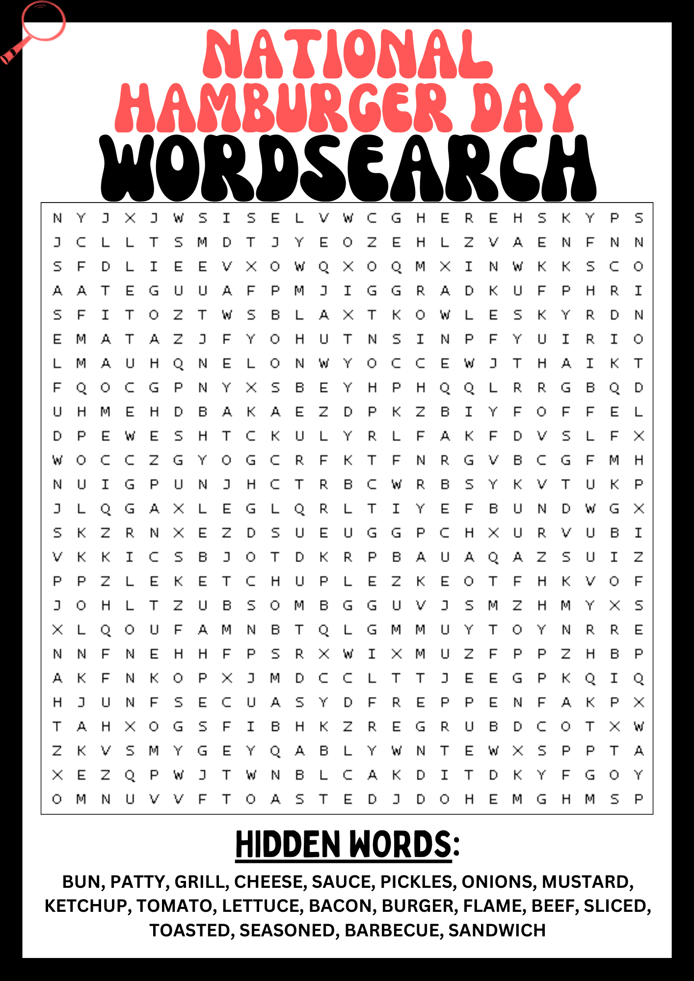 NATIONAL HAMBURGER DAY Wordsearch Puzzle Worksheet Printables Activity Made By Teachers