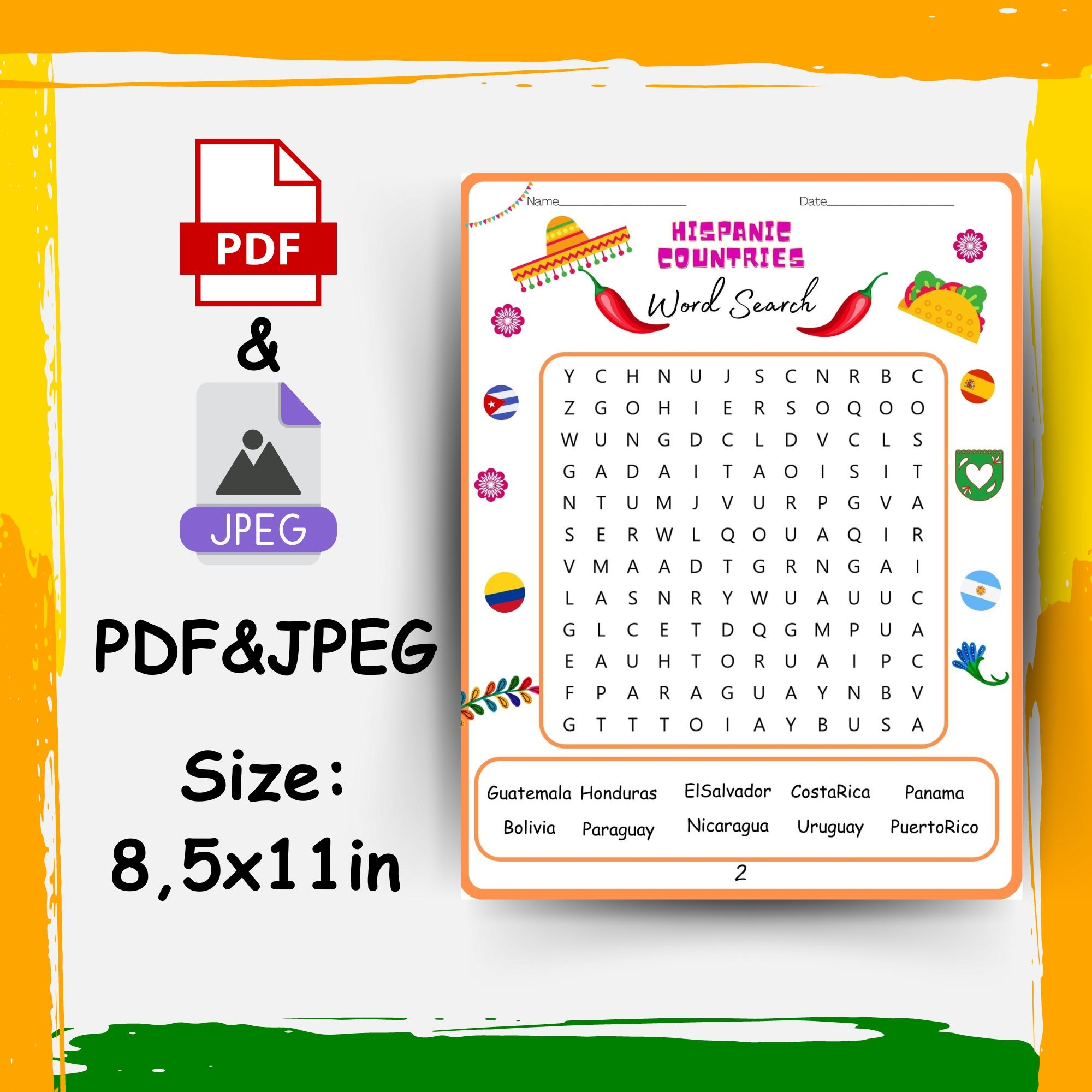 National Hispanic Heritage Month Word Search 40 Words Made By Teachers