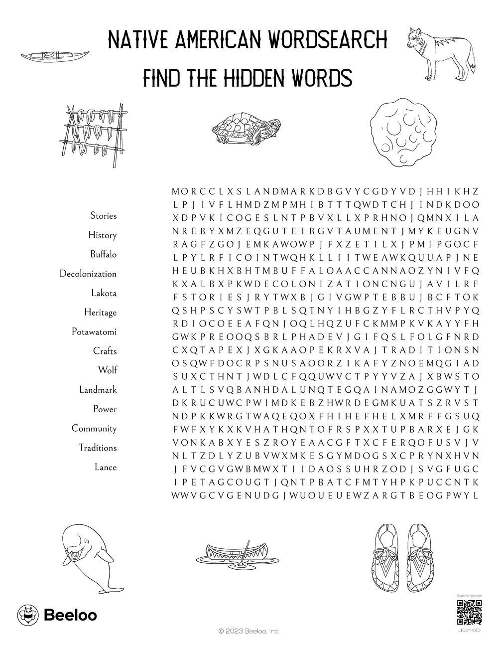 Native American Wordsearch Beeloo Printable Crafts And Activities For Kids