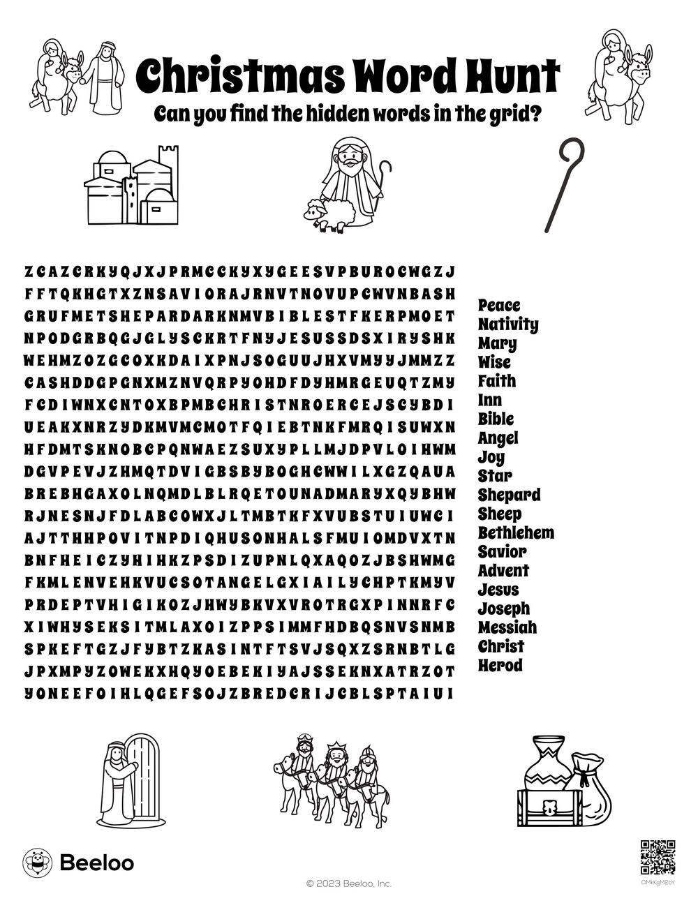 Nativity themed Word Searches Beeloo Printable Crafts And Activities For Kids