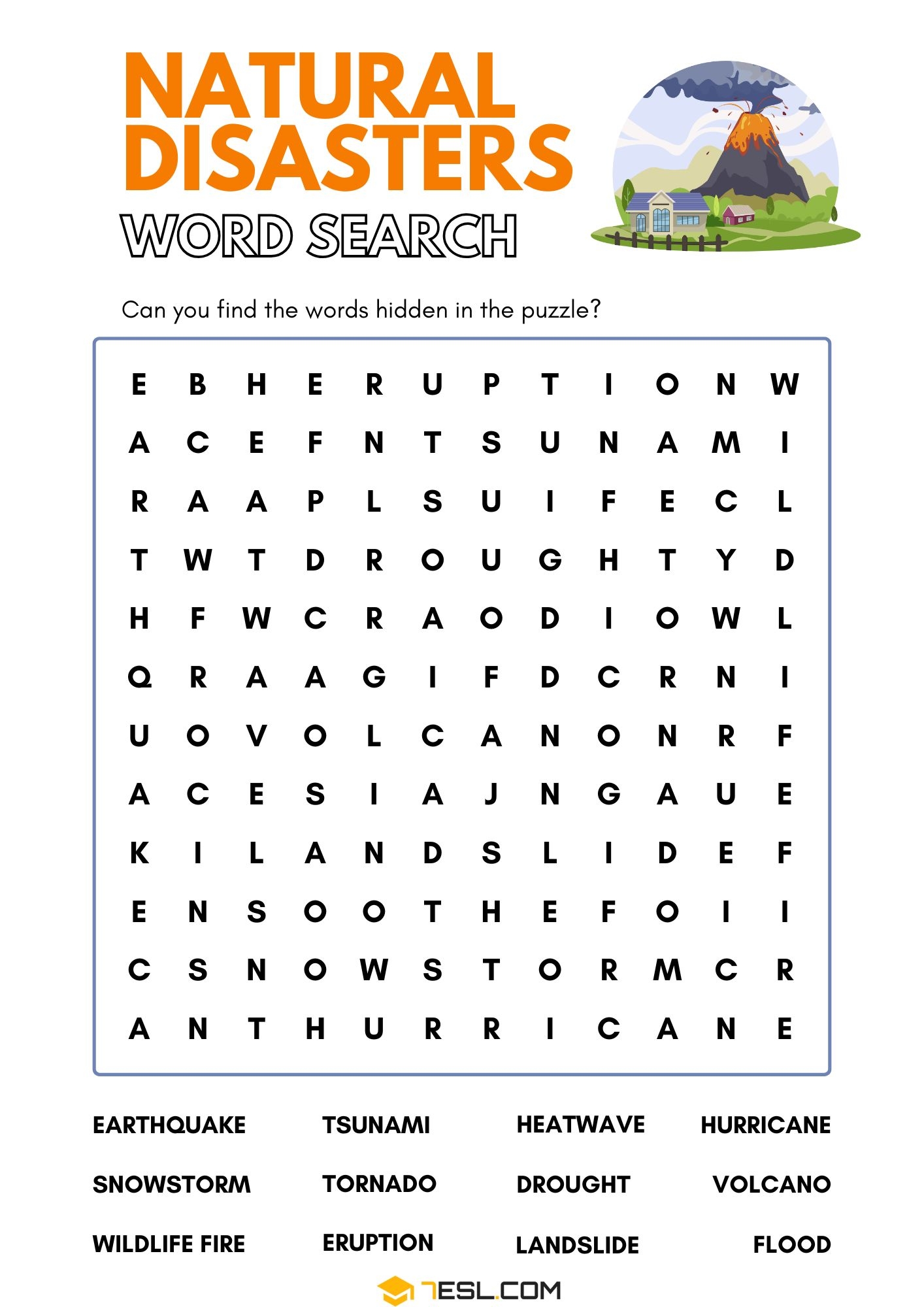Natural Disasters Worksheets To Explore The Power Of Nature 7ESL